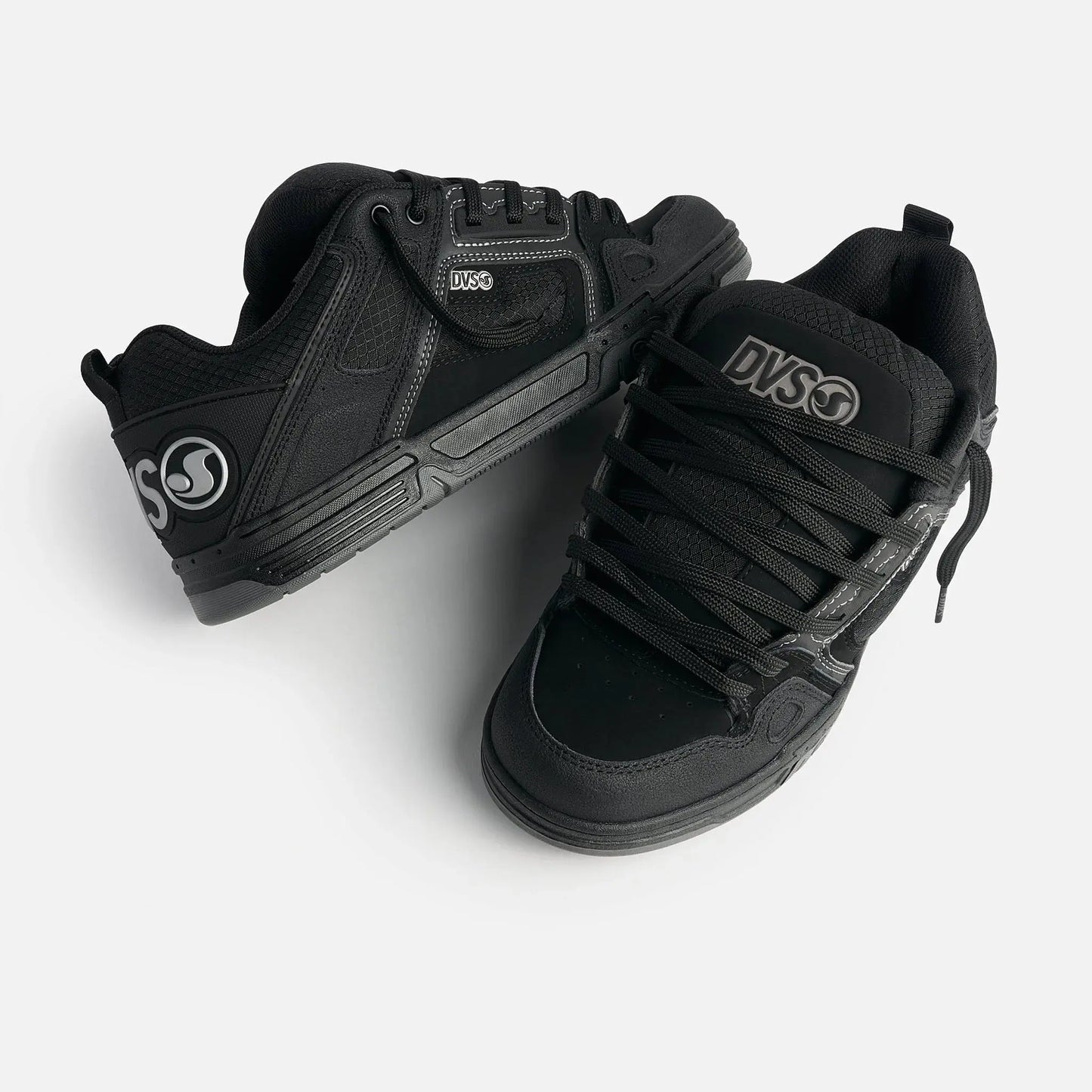 DVS Comanche Shoes - Black Reflective Charcoal Leather DVS