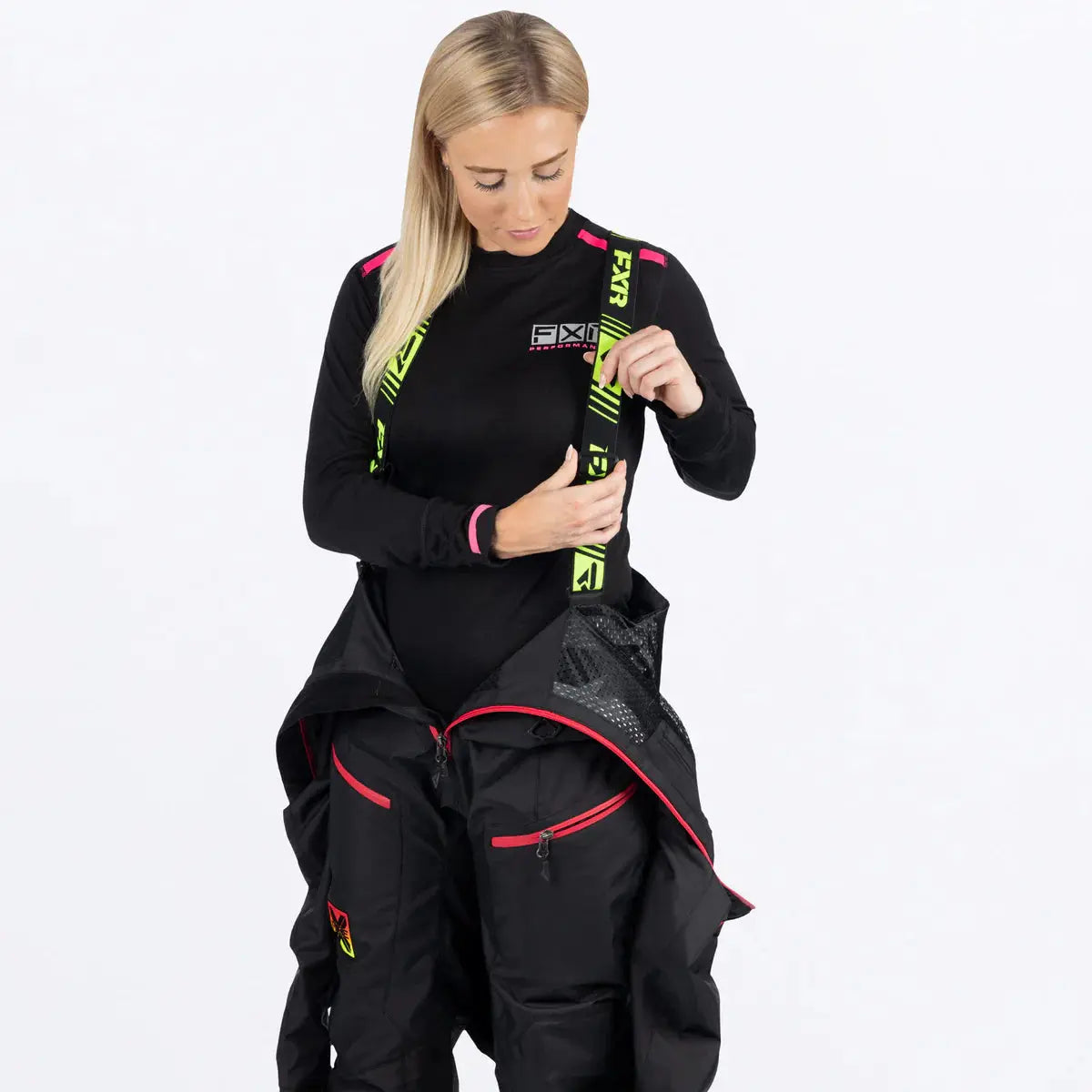 FXR Women's Recruit F.A.S.T Monosuit - Black/Raspberry HiVis FXR