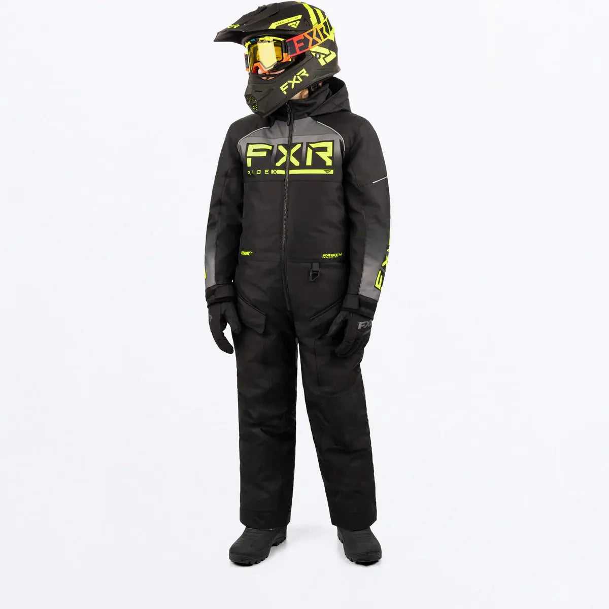 FXR Child Recruit Monosuit - Blk/Char/HiVis24 FXR