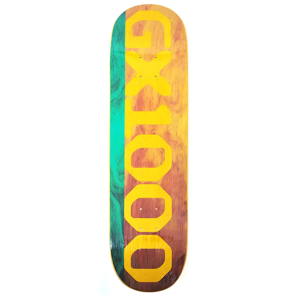 GX1000 SPLIT VENEER TEAL/YELLOW 8.5 SKATE DECK GX1000
