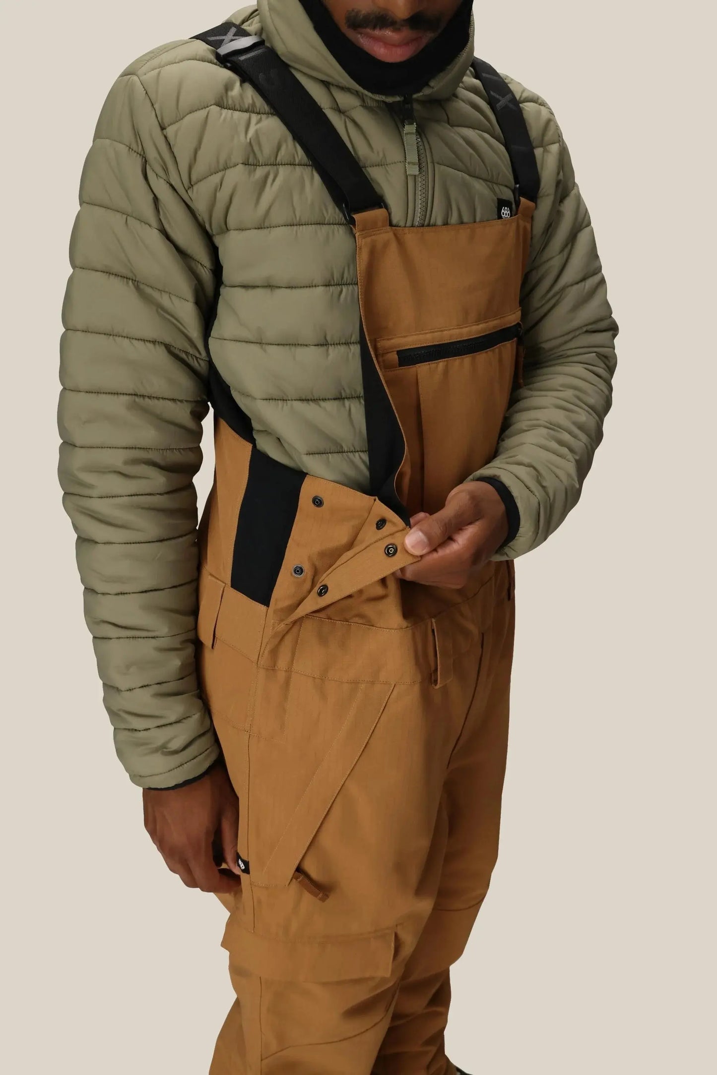 686 Hot Lap Bib Snow Pants - Caramel Ripstop 686