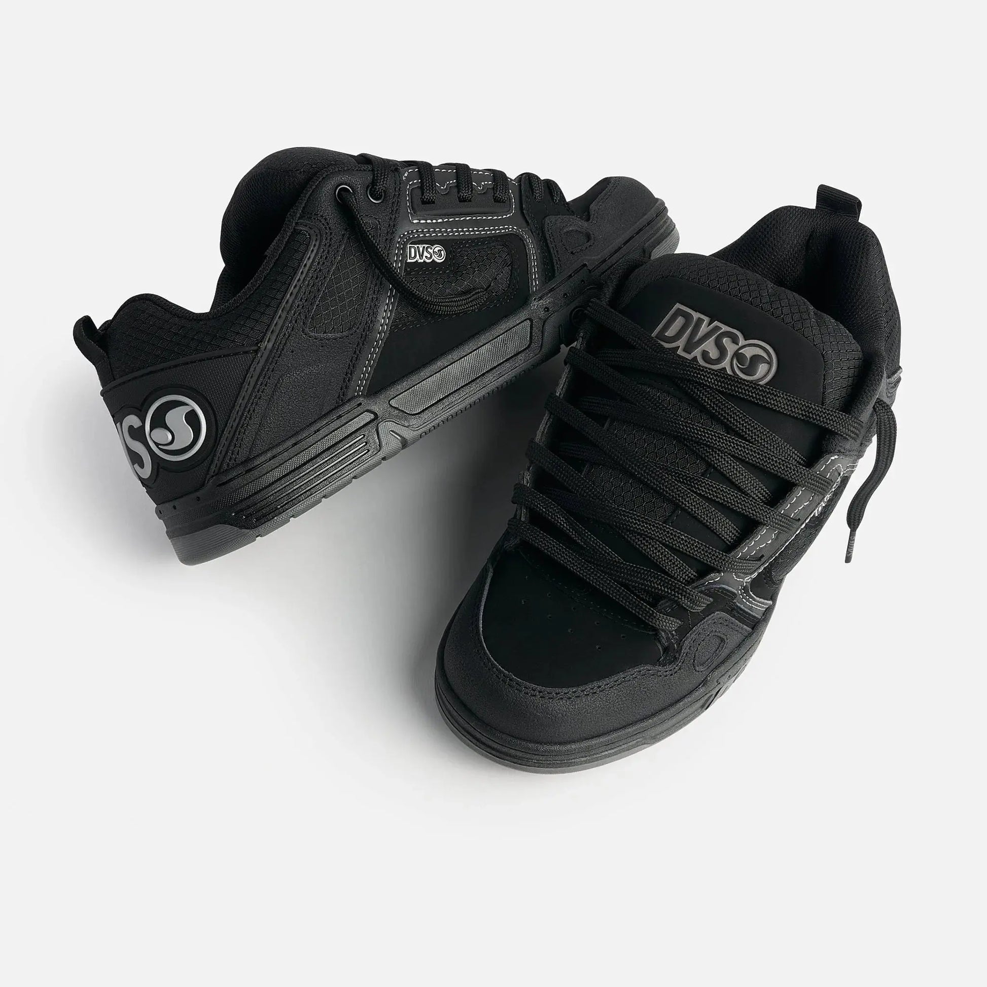 DVS Comanche Shoes - Black Reflective Charcoal Leather DVS