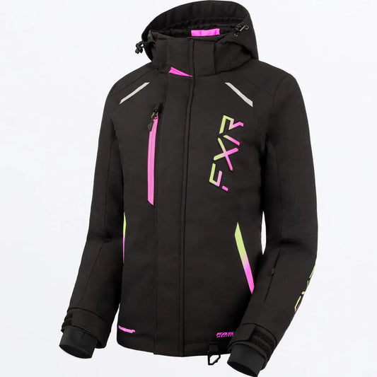 FXR Women's Pulse Jacket - Black/Kiwi/E-Pink Boardomshop