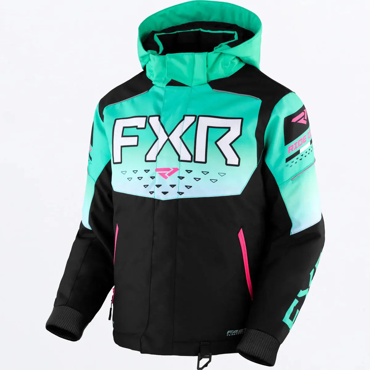 FXR Kids Helium Jacket - Black/Mint Fade/ E Pink FXR