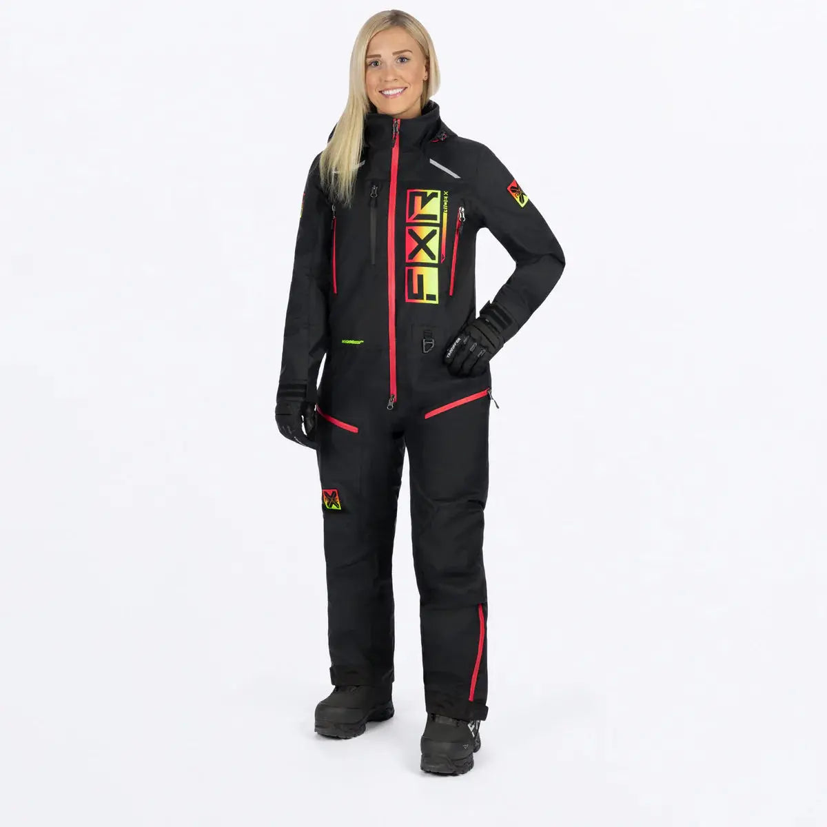 FXR Women's Recruit F.A.S.T Monosuit - Black/Raspberry HiVis FXR
