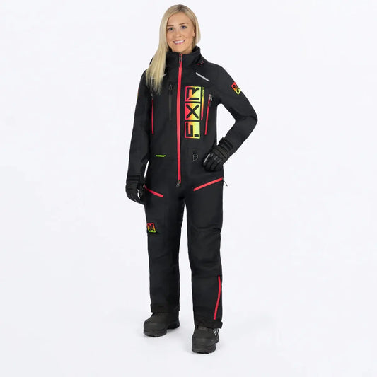 FXR Women's Recruit F.A.S.T Monosuit - Black/Raspberry HiVis FXR