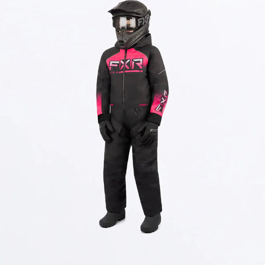 FXR Kids Recruit Monosuit - Black/Fuchsia Fade FXR
