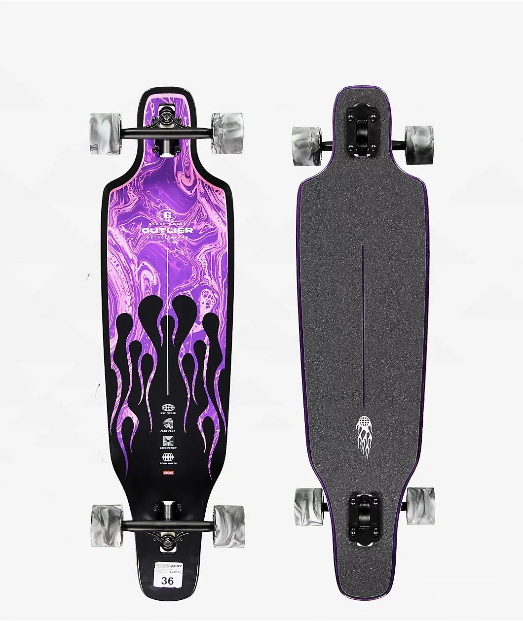 Globe Outlier 36 Inch Longboard - Purple Flames GLOBE