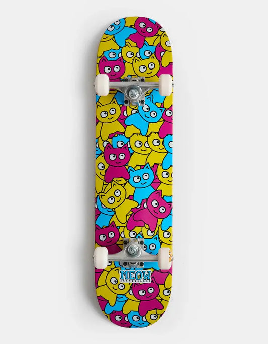 Meow Sticker Pile 7.75 Complete Skateboard meow