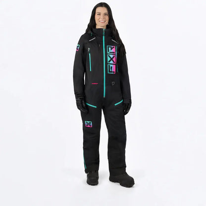 FXR Women's Recruit F.A.S.T Insulated Monosuit - Black/Mint/Pink FXR