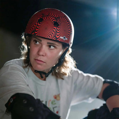 Pro-tec Low Pro Spitfire Helmet - Red Swirl PRO TEC