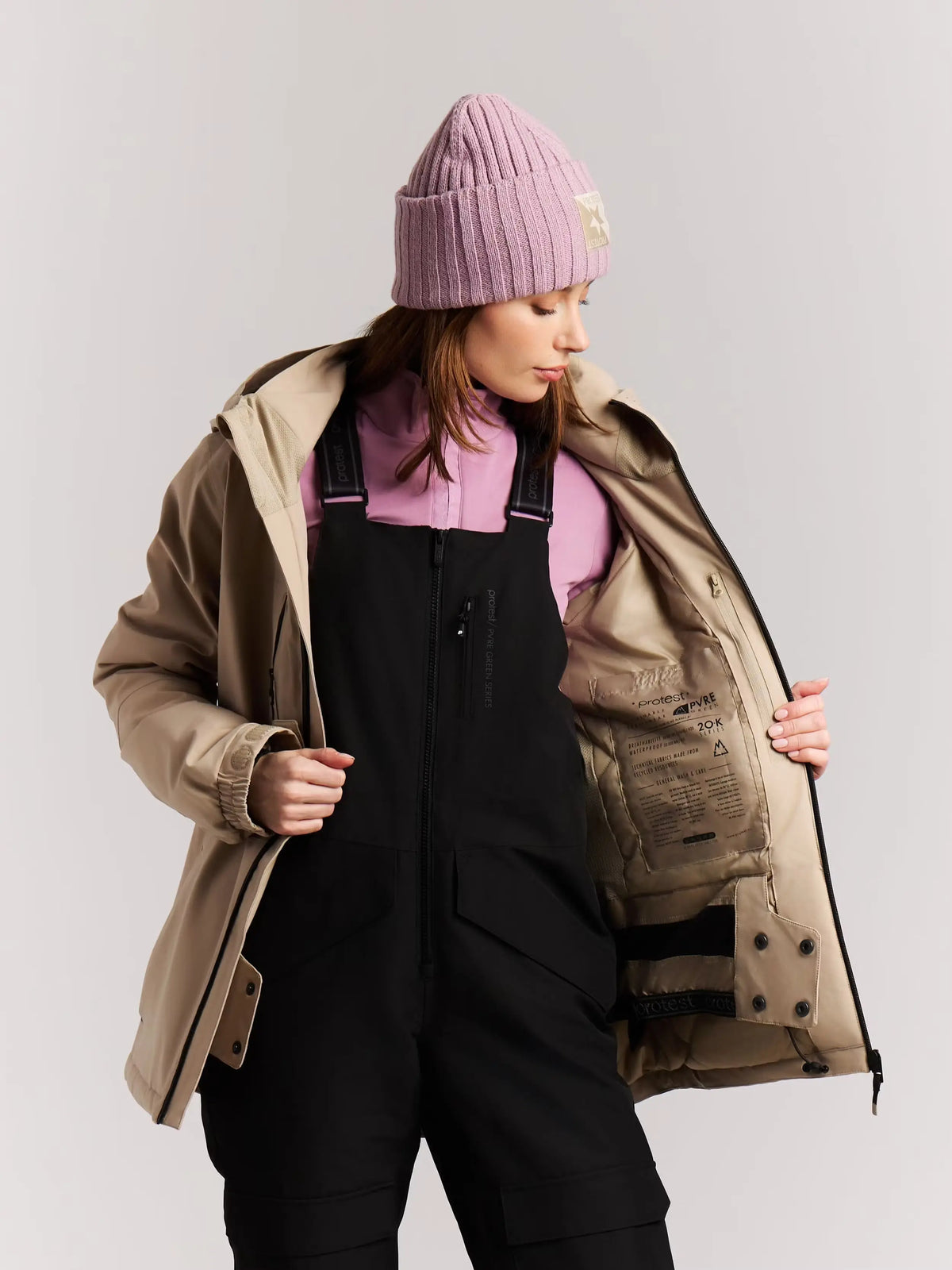 Protest Beverly Women's Snow Jacket 2027 - Bamboo Beige Protest