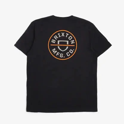 Brixton Crest II Tee - Black/Persimmon Orange/Sand Brixton