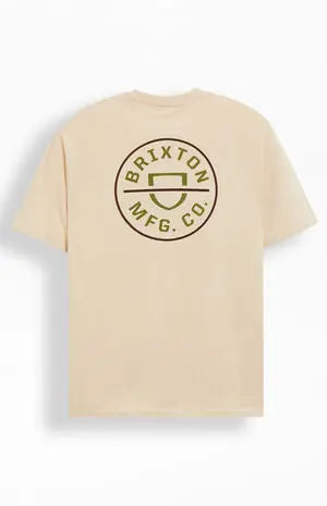 Brixton Crest II Tee - Cream/sea Kelp/Sepia Brixton