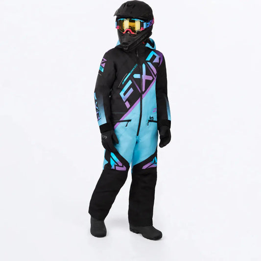 FXR Child's CX Monosuit - Black/Sky-Lilac Fade FXR