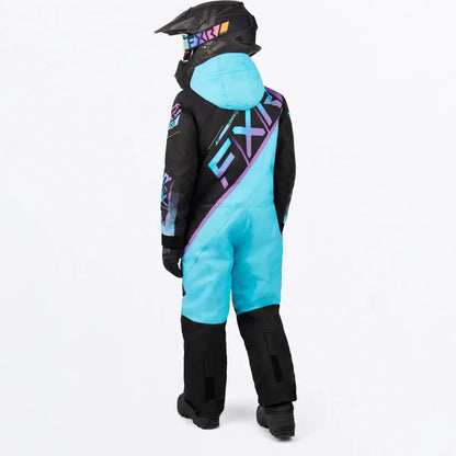 FXR Child's CX Monosuit - Black/Sky-Lilac Fade FXR