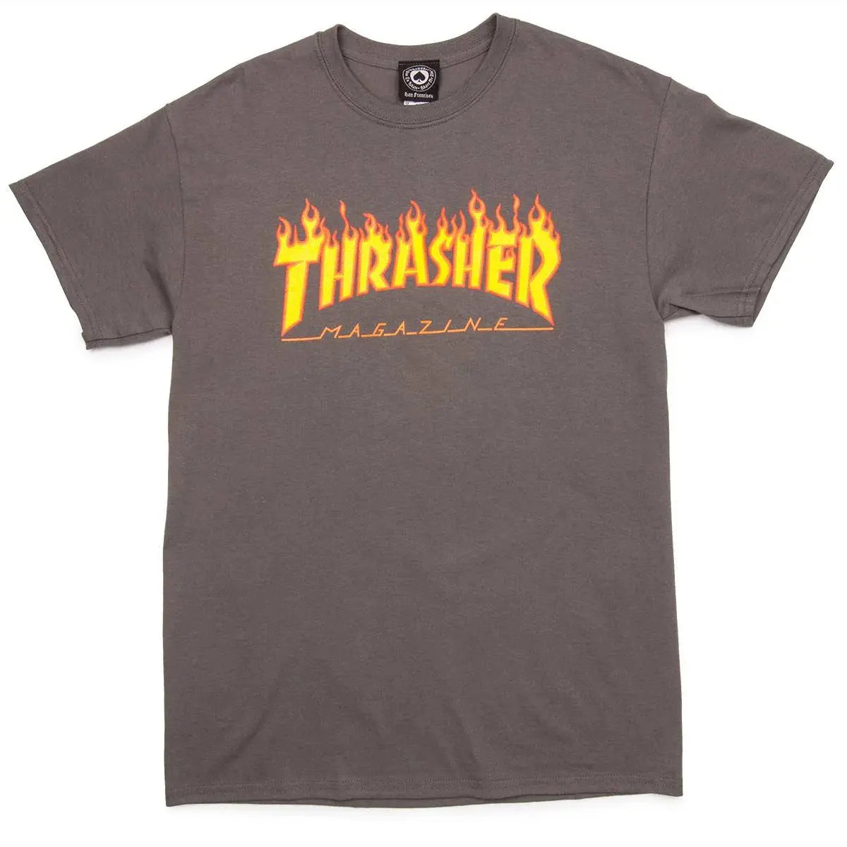 Thrasher Flame Logo Tee - Charcoal THRASHER